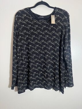 Chico's Black Script Long-Sleeve Top size 3 /XL